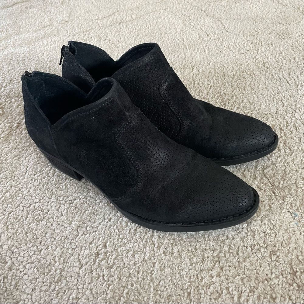 Born Ven Perforated Black Suede Bootie 9.5m